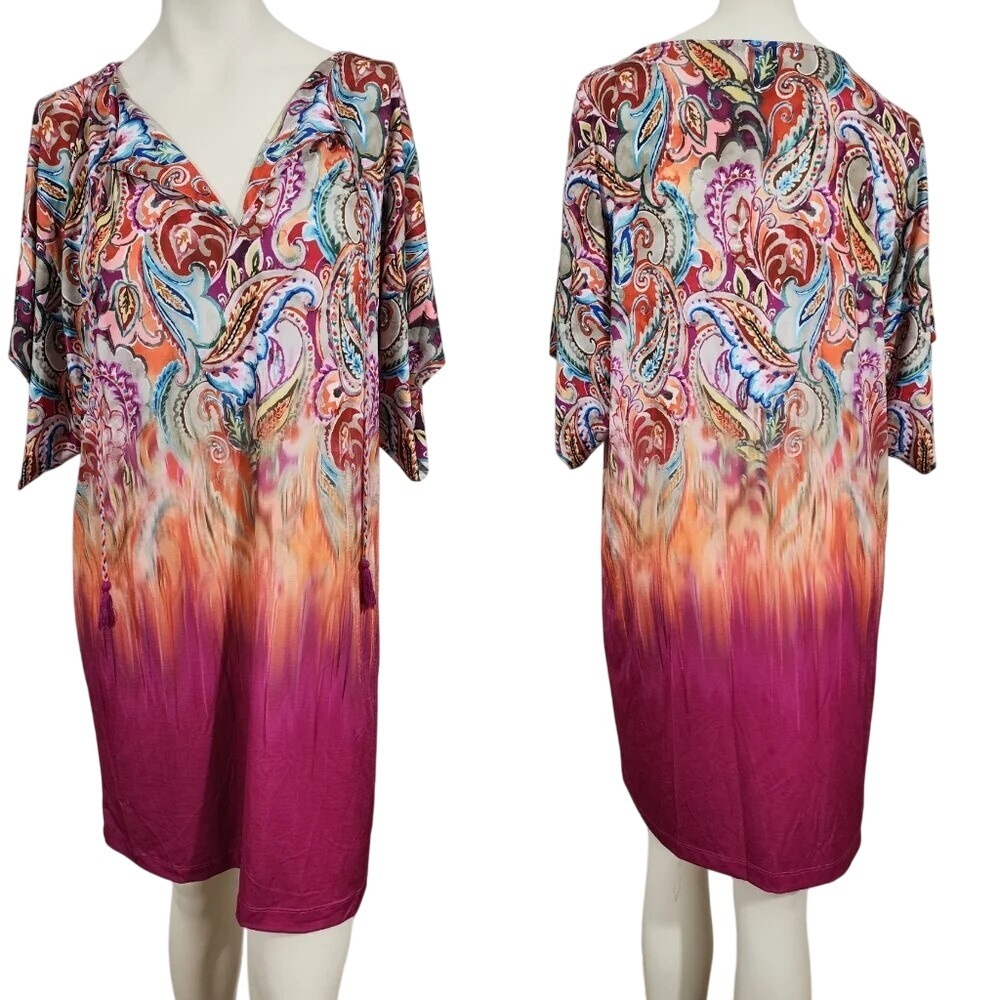 Lauren Ralph Lauren Sunrise Swim Cover up Boho Hippie psychedelic size‎ Medium